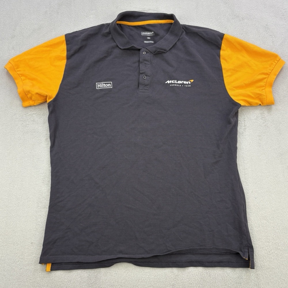 Mclaren Polo Mens XL Mens Black Orange Formula 1 Team F1 Hilton Shirt Racing